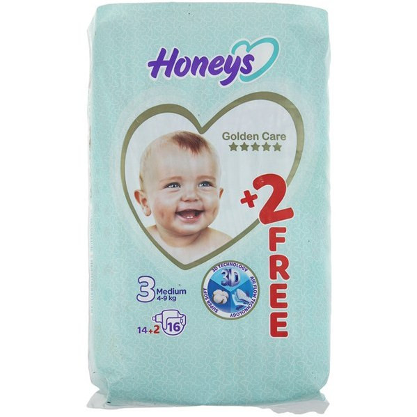 پوشک بچه هانیز سایز 3، 16 عددی