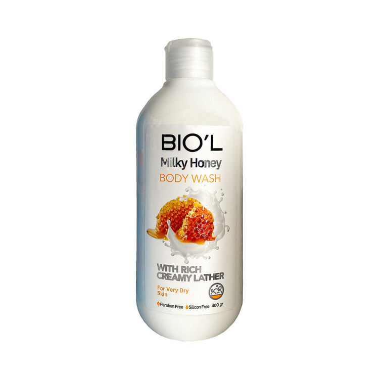 بیول - شامپو بدن کرمی با عصاره شیر و عسل برای پوستهای خیلی خشک 400 میل
