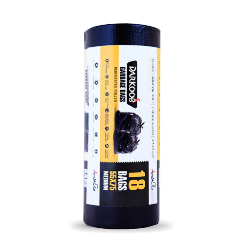 کیسه زباله رولی پرفراژدار مشکی متوسط 18برگی دارکوب(75*55)