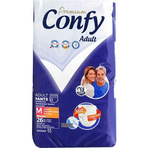 پوشینه (پوشک) شورتی بزرگسال کانفی سایز متوسط بسته ۲۶ عددی